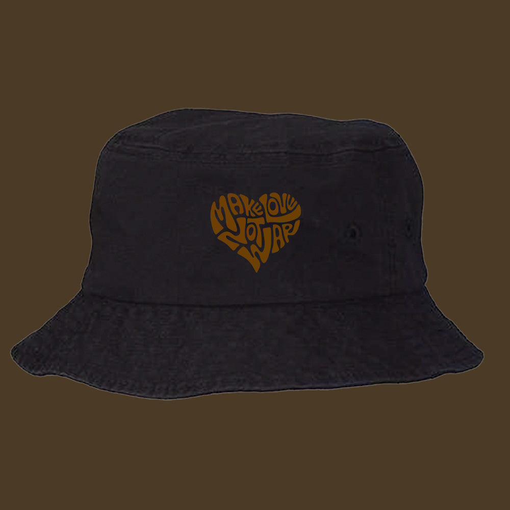 Make Love, Not War Brown Bucket Hat