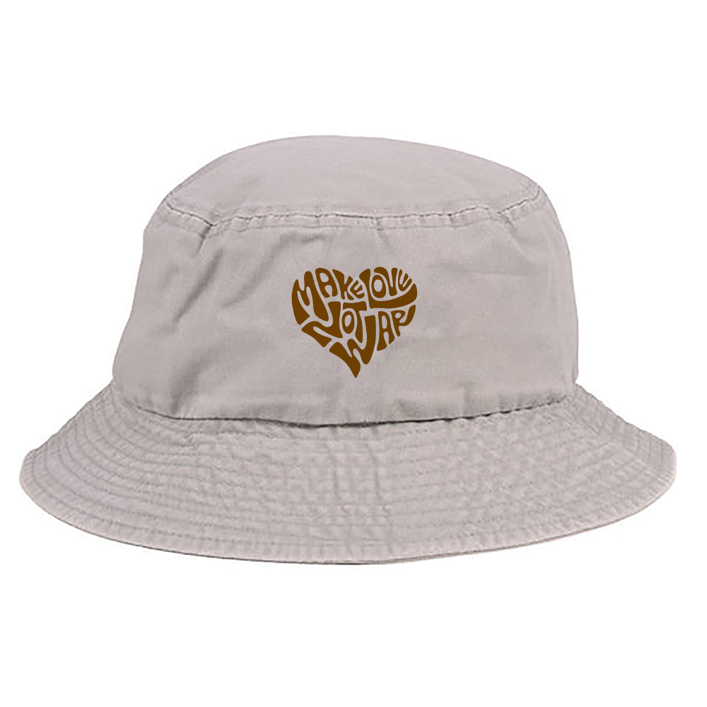 Make Love, Not War Brown Bucket Hat