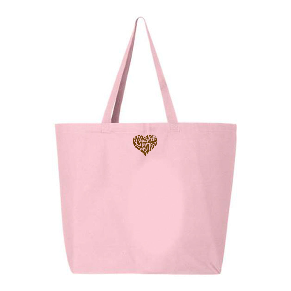 Make Love Not War Brown Tote Bag