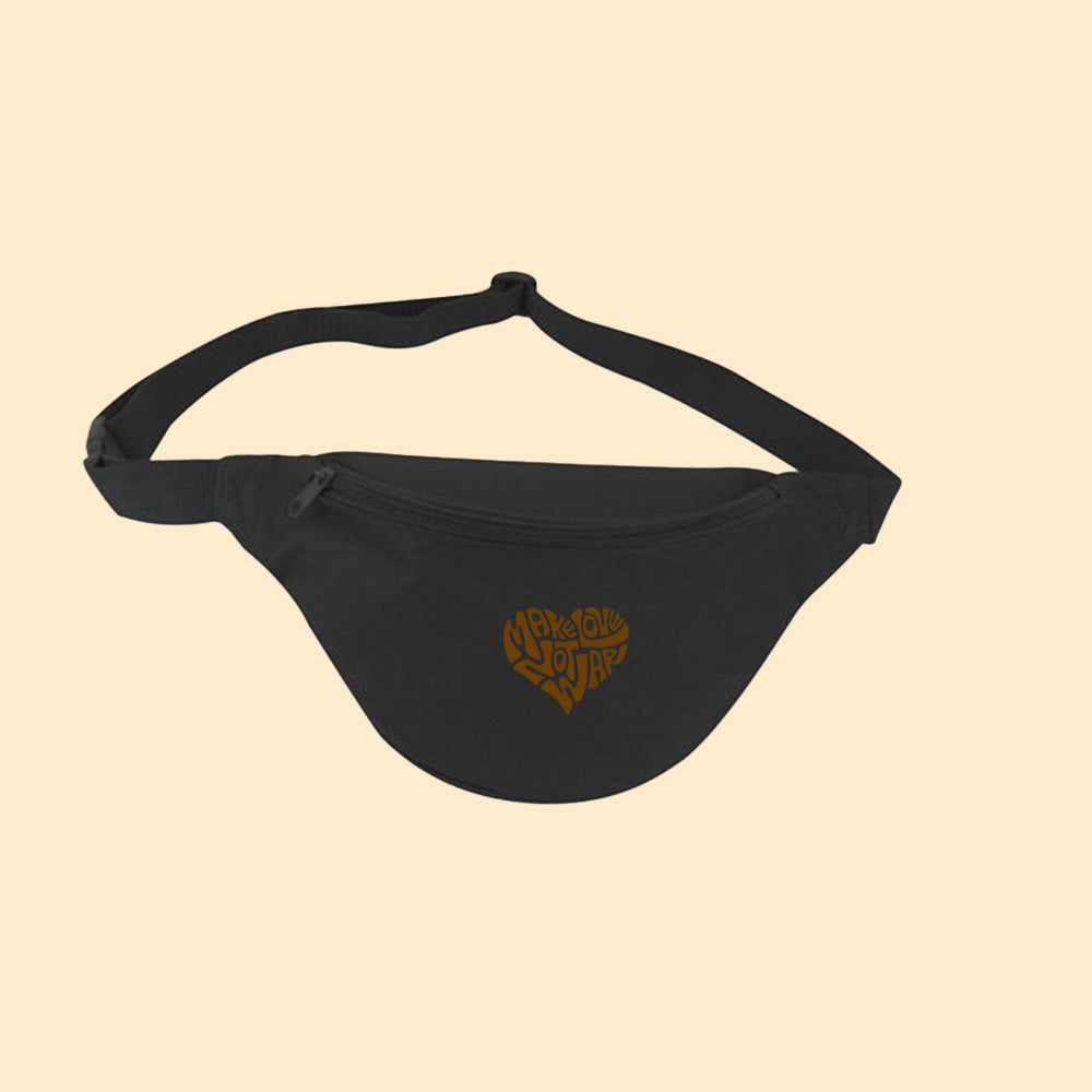 Make Love Not War Brown Fanny Pack