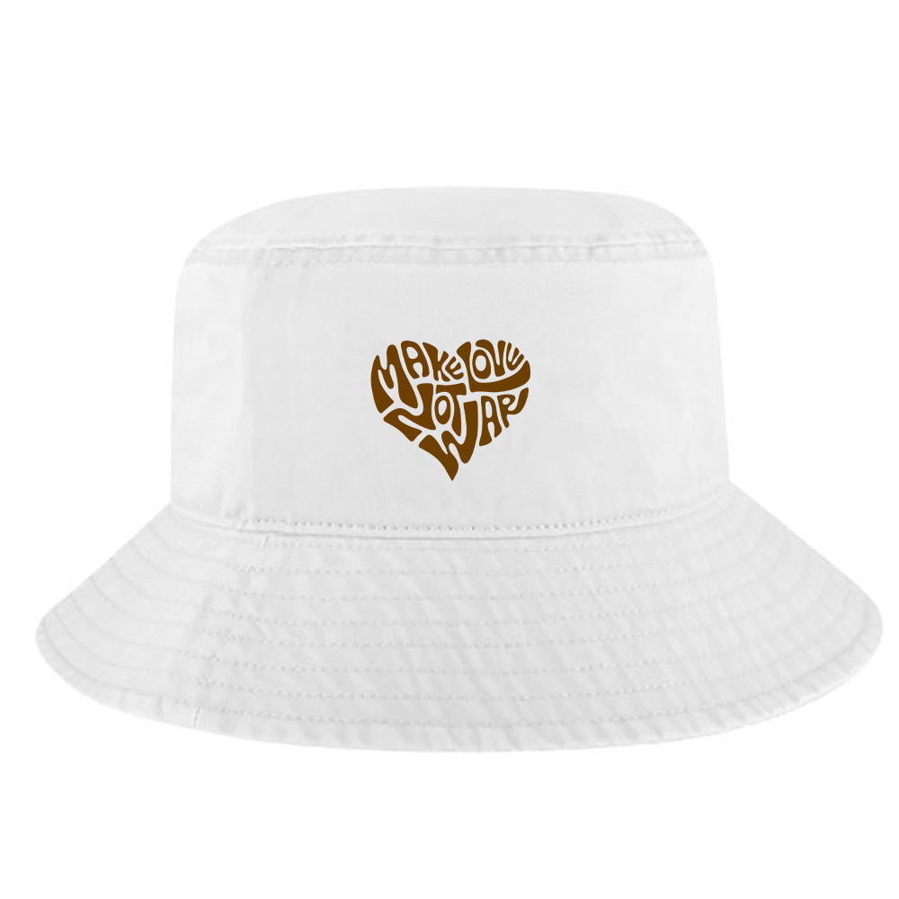 Make Love, Not War Brown Bucket Hat