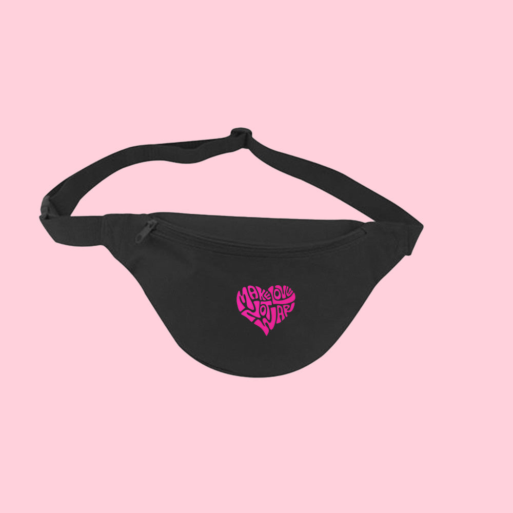 Make Love Not War Pink Fanny Pack