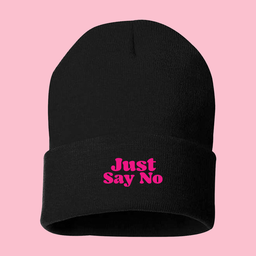 Just Say No Pink Beanie