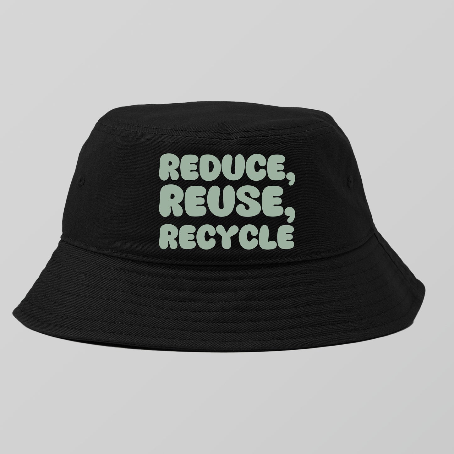 "Reduce, Reuse, Recycle" Gray Green Bucket Hat