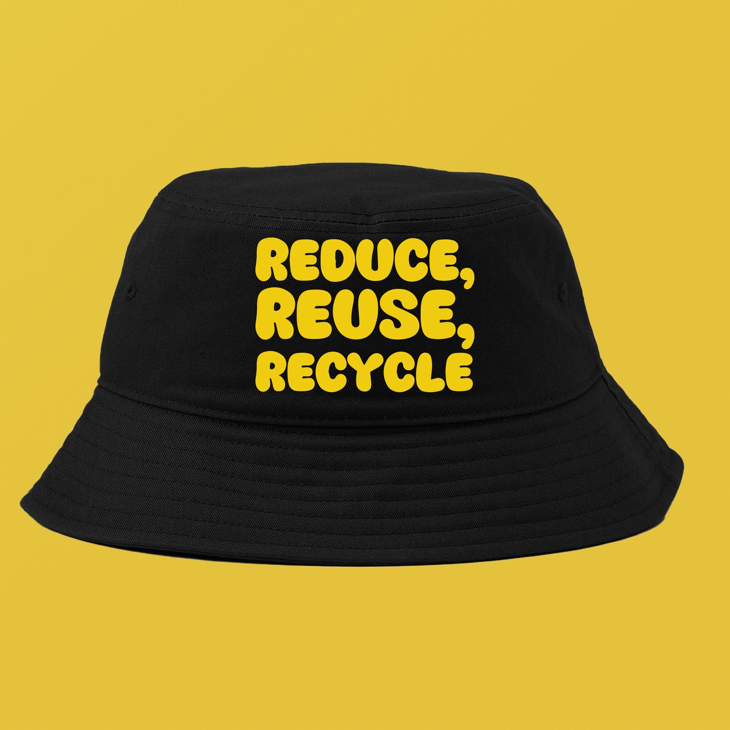 "Reduce, Reuse, Recycle" Yellow Bucket Hat