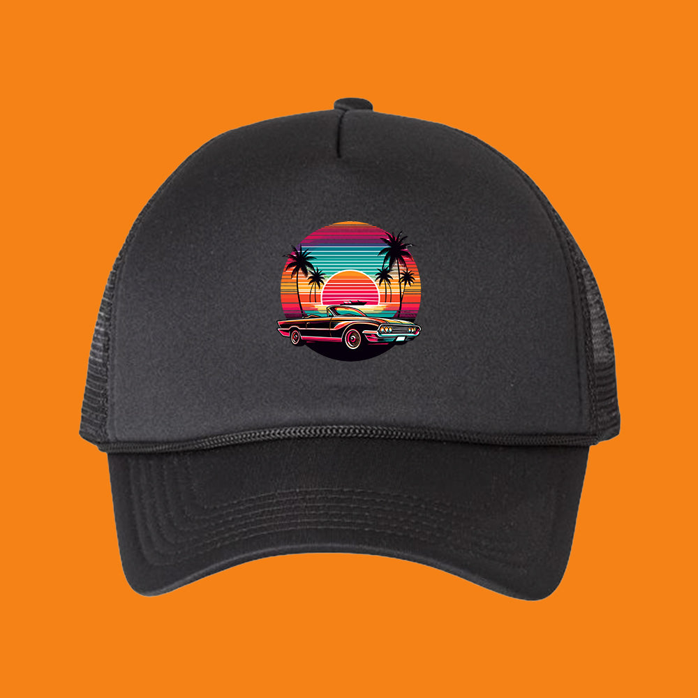 Retro Colorful Sunset Foam Trucker Hat