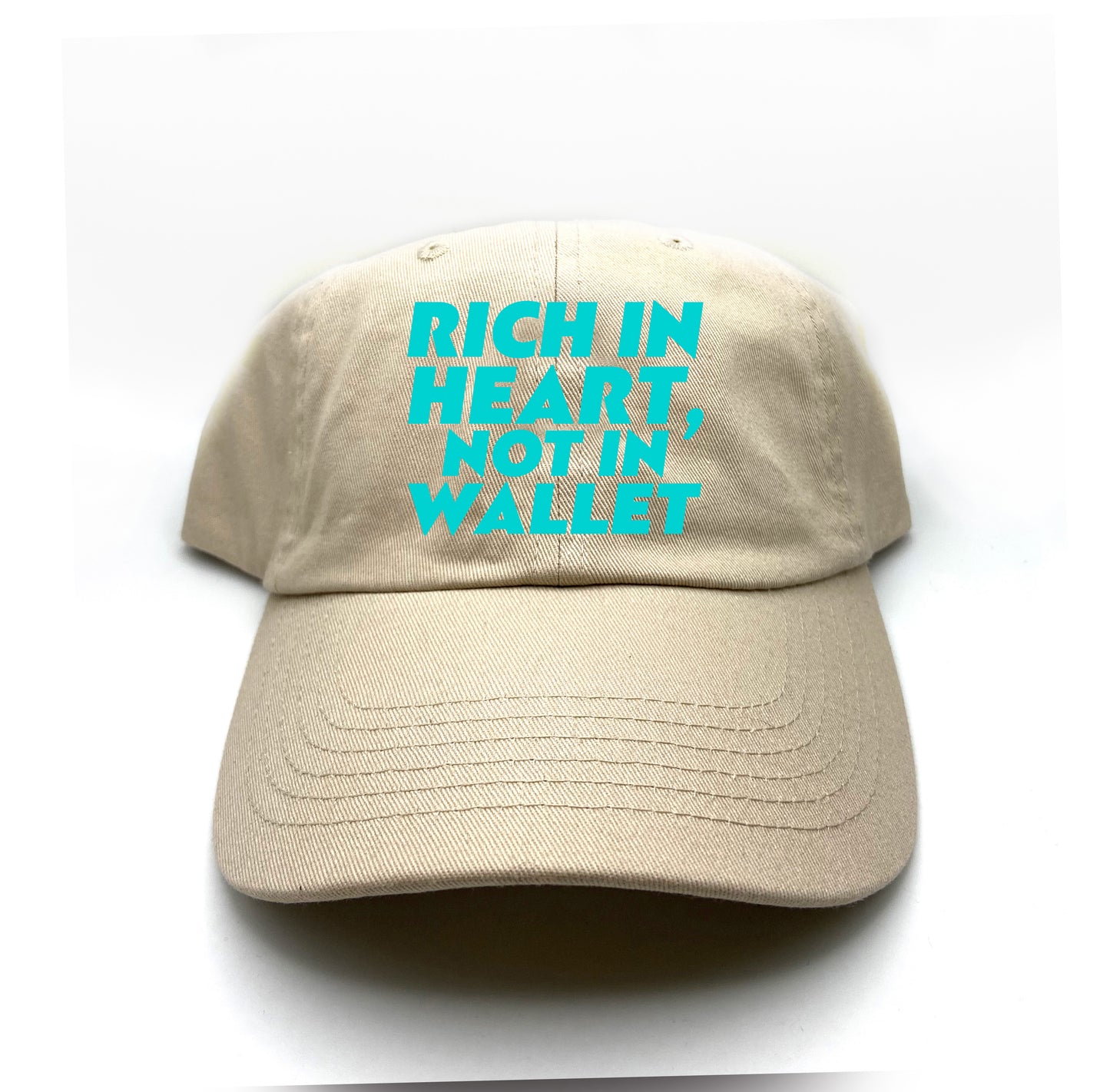 Rich in Heart, Not in Wallet Mint Blue Dad Hat