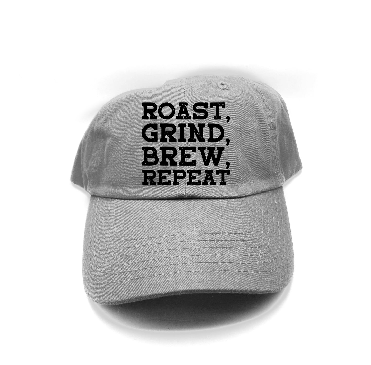 Roast, Grind, Brew, Repeat Black Dad Hat