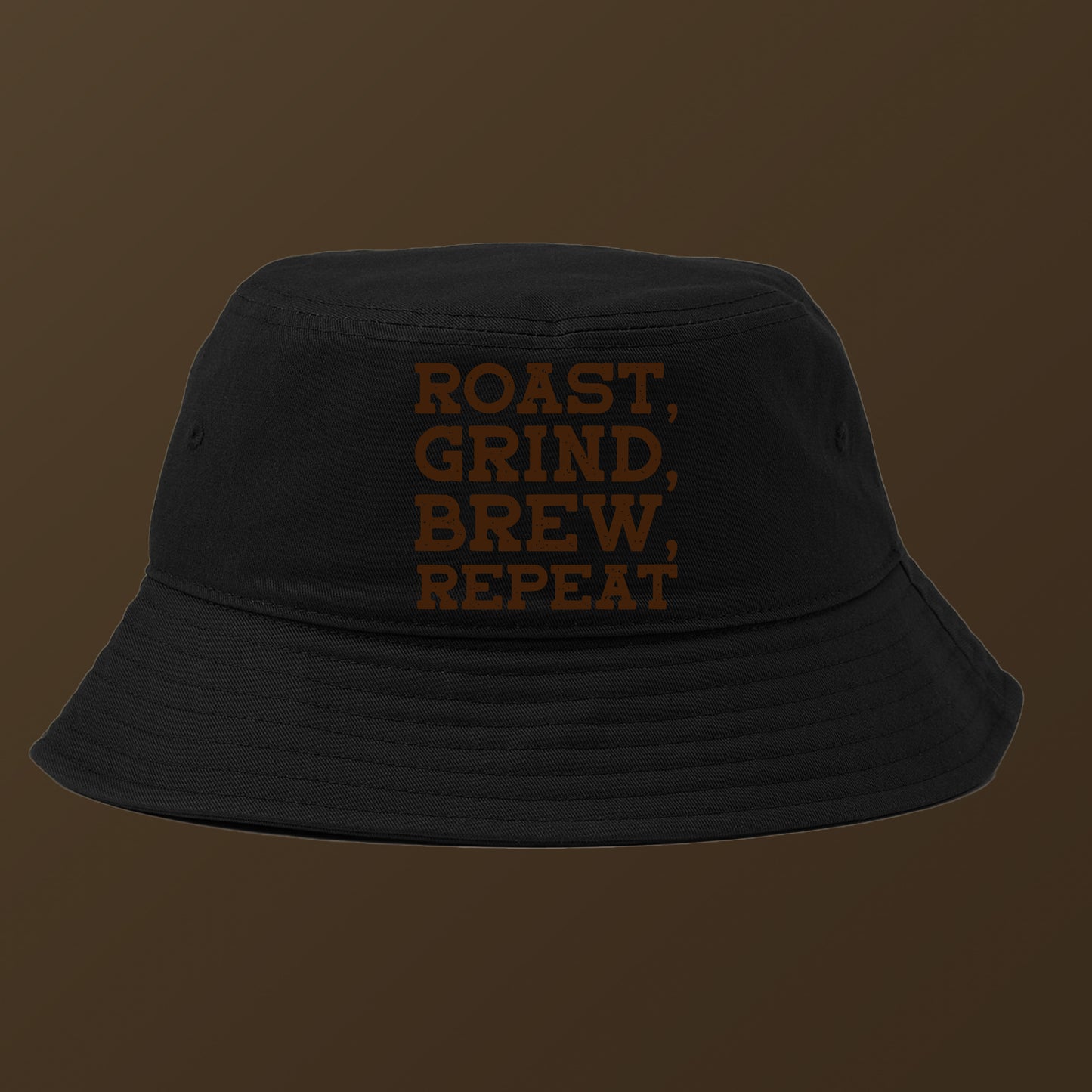 Roast, Grind, Brew, Repeat Dark Brown Bucket Hat