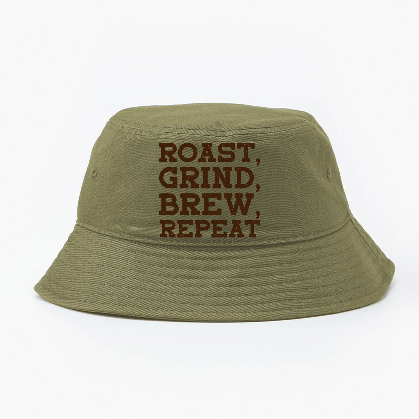 Roast, Grind, Brew, Repeat Dark Brown Bucket Hat