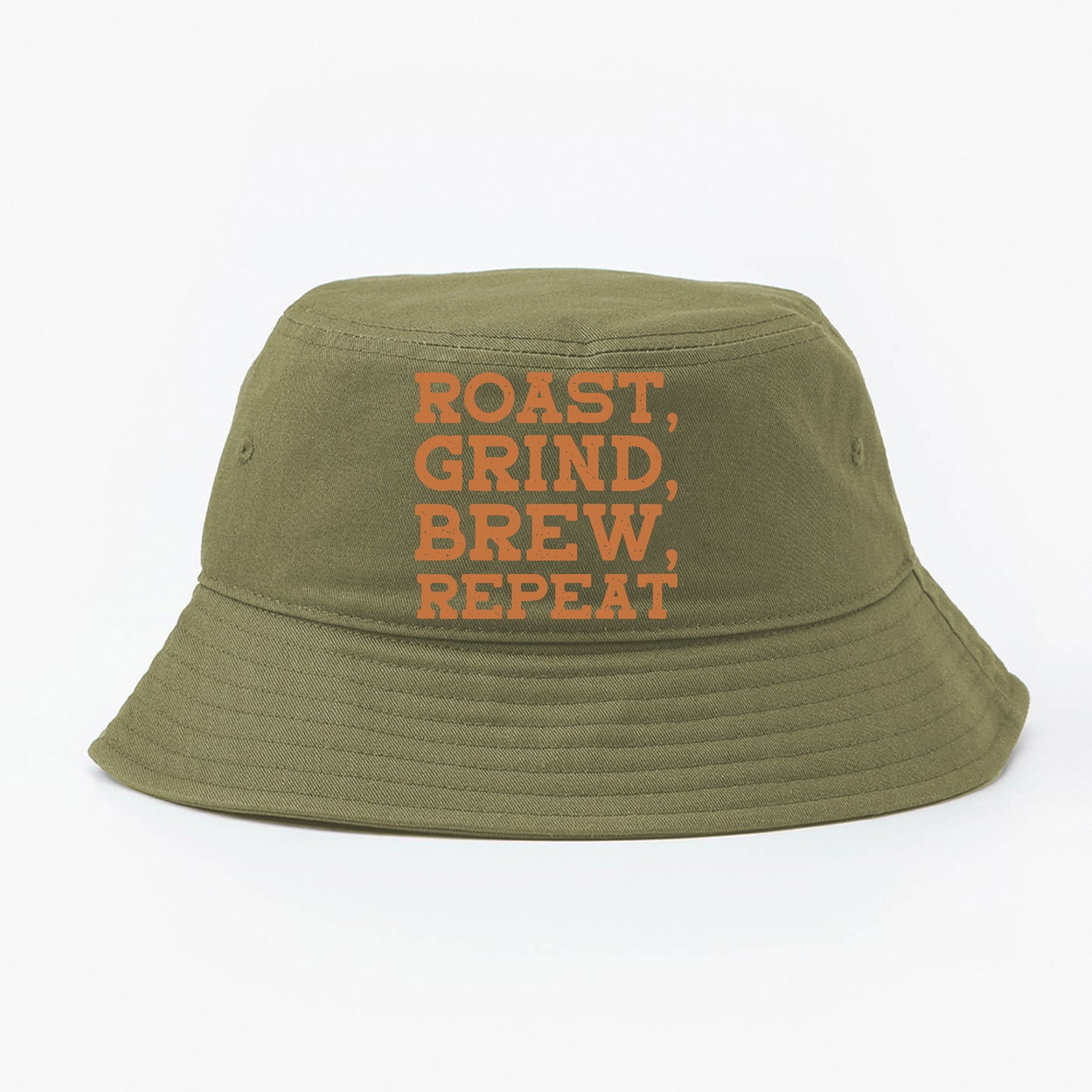 Roast, Grind, Brew, Repeat Brown Bucket Hat