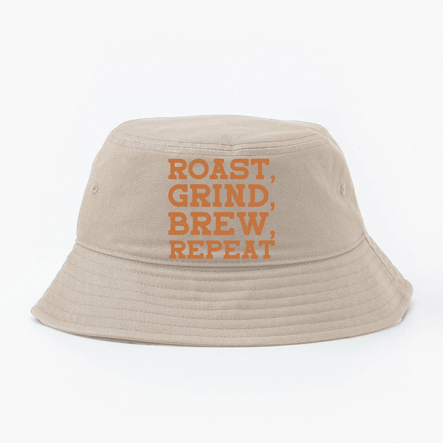 Roast, Grind, Brew, Repeat Brown Bucket Hat