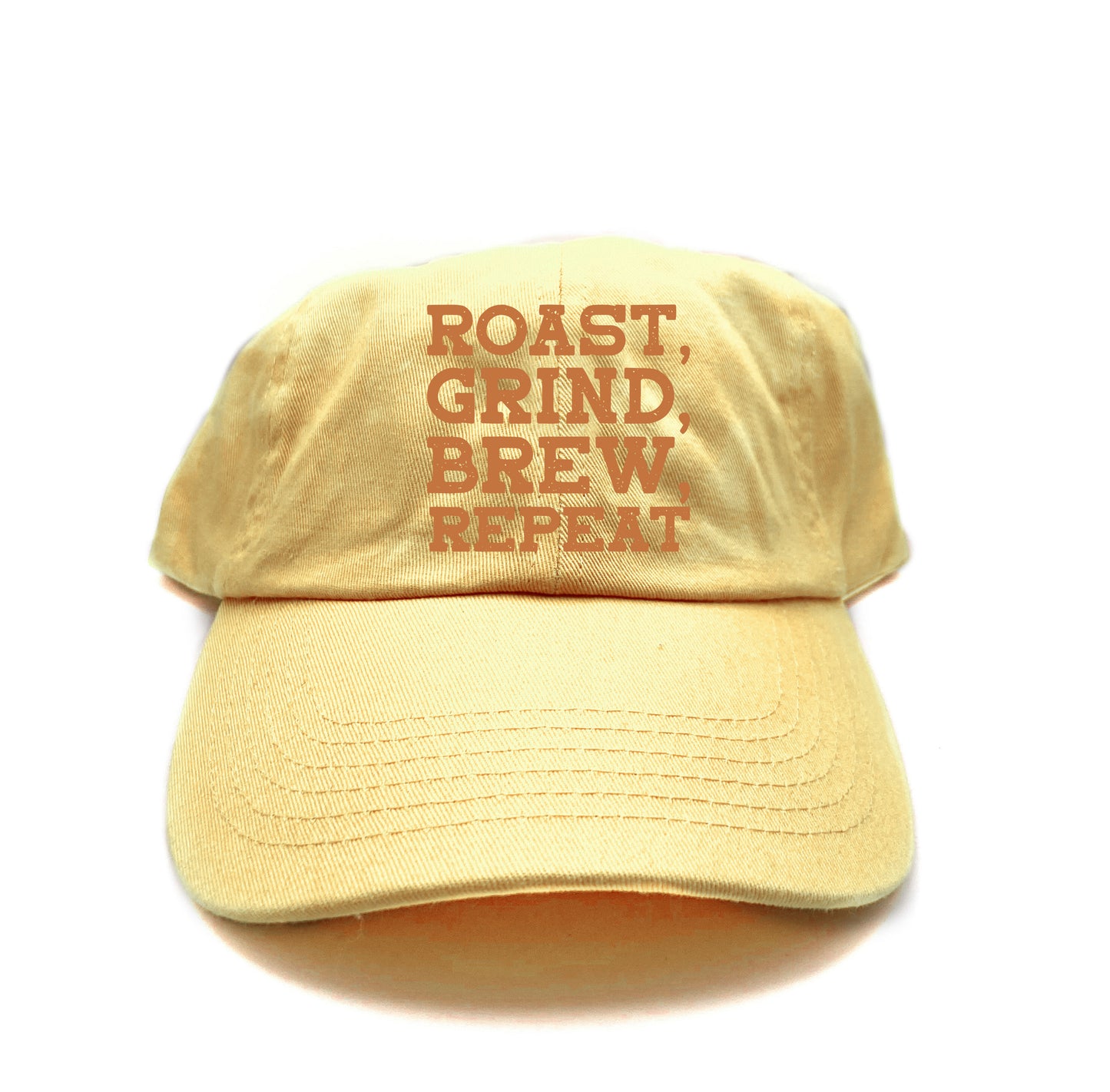 Roast, Grind, Brew, Repeat Brown Dad Hat