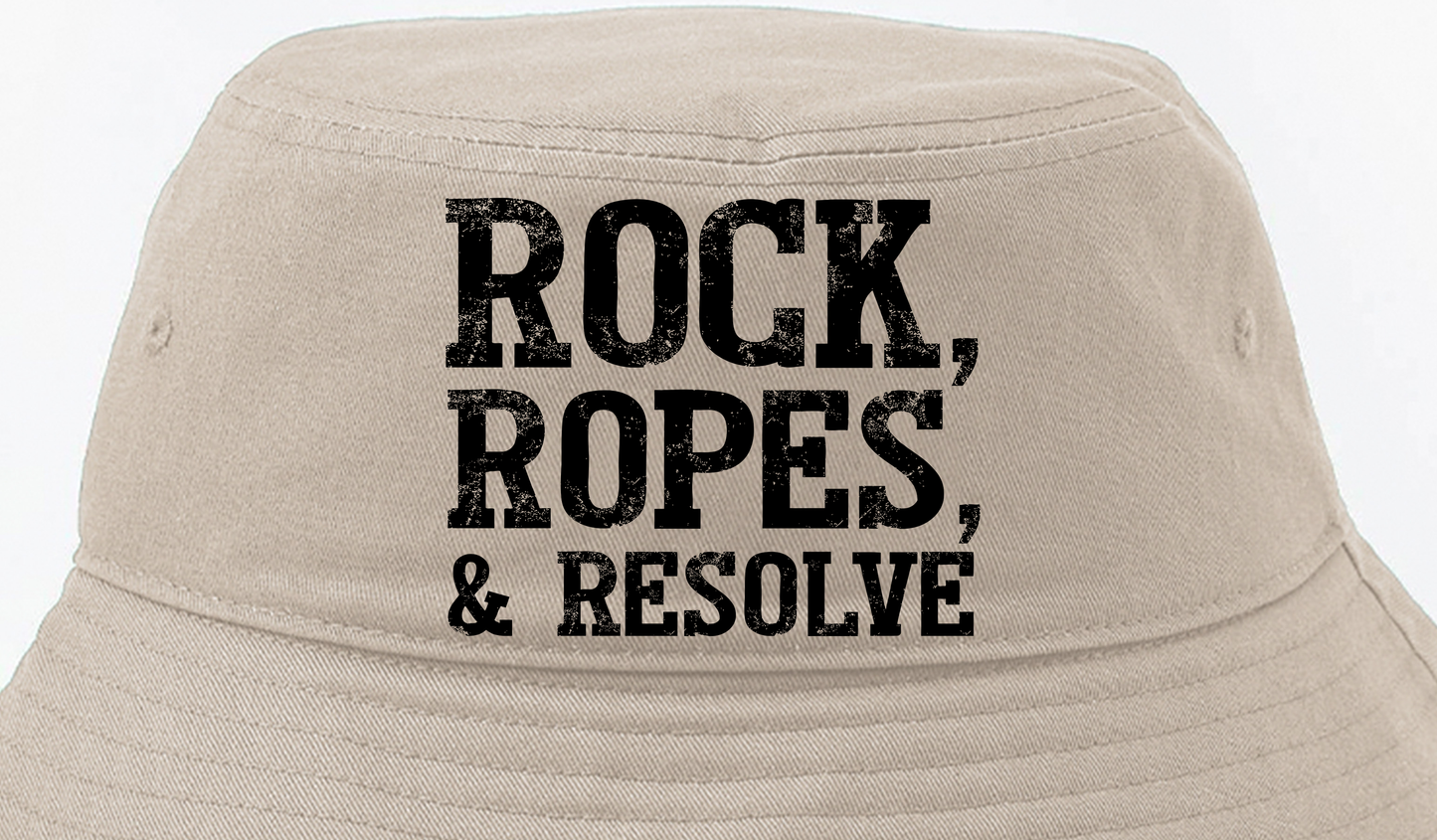 "Rock, Ropes, & Resolve" Black Bucket Hat