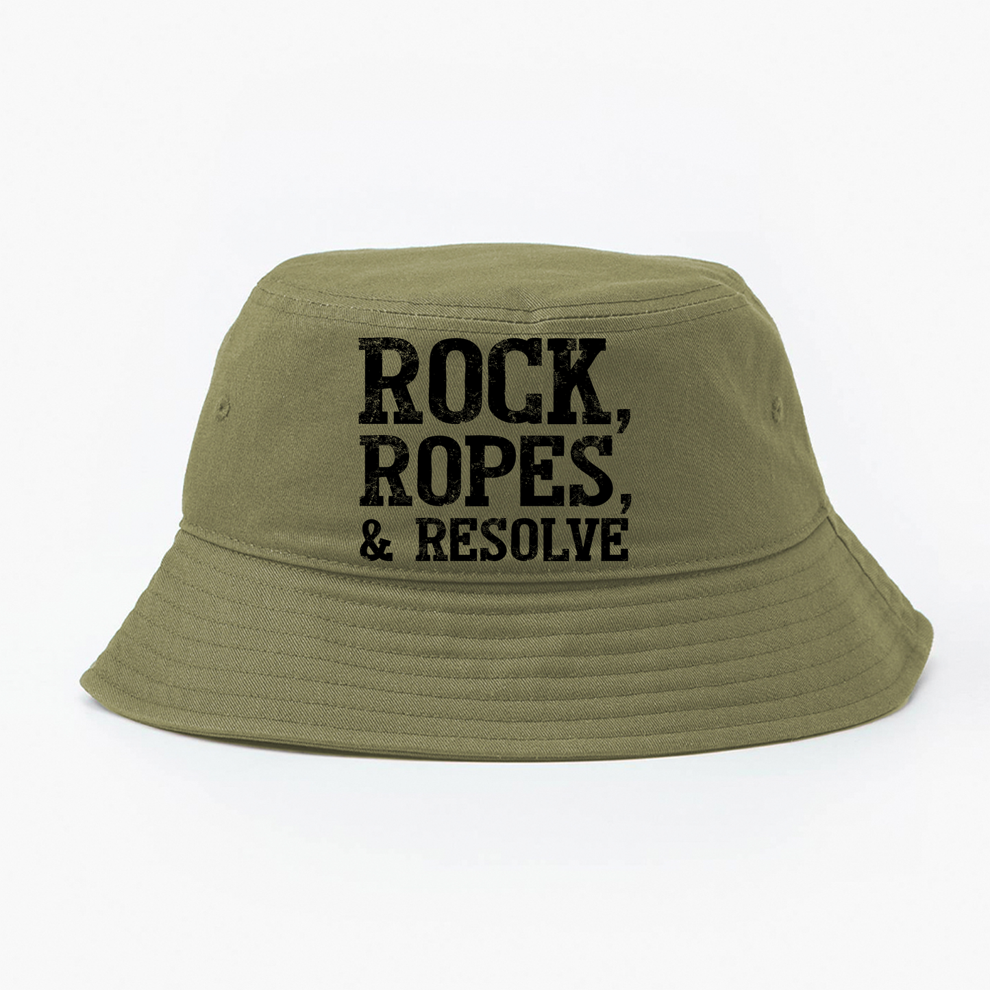 "Rock, Ropes, & Resolve" Black Bucket Hat