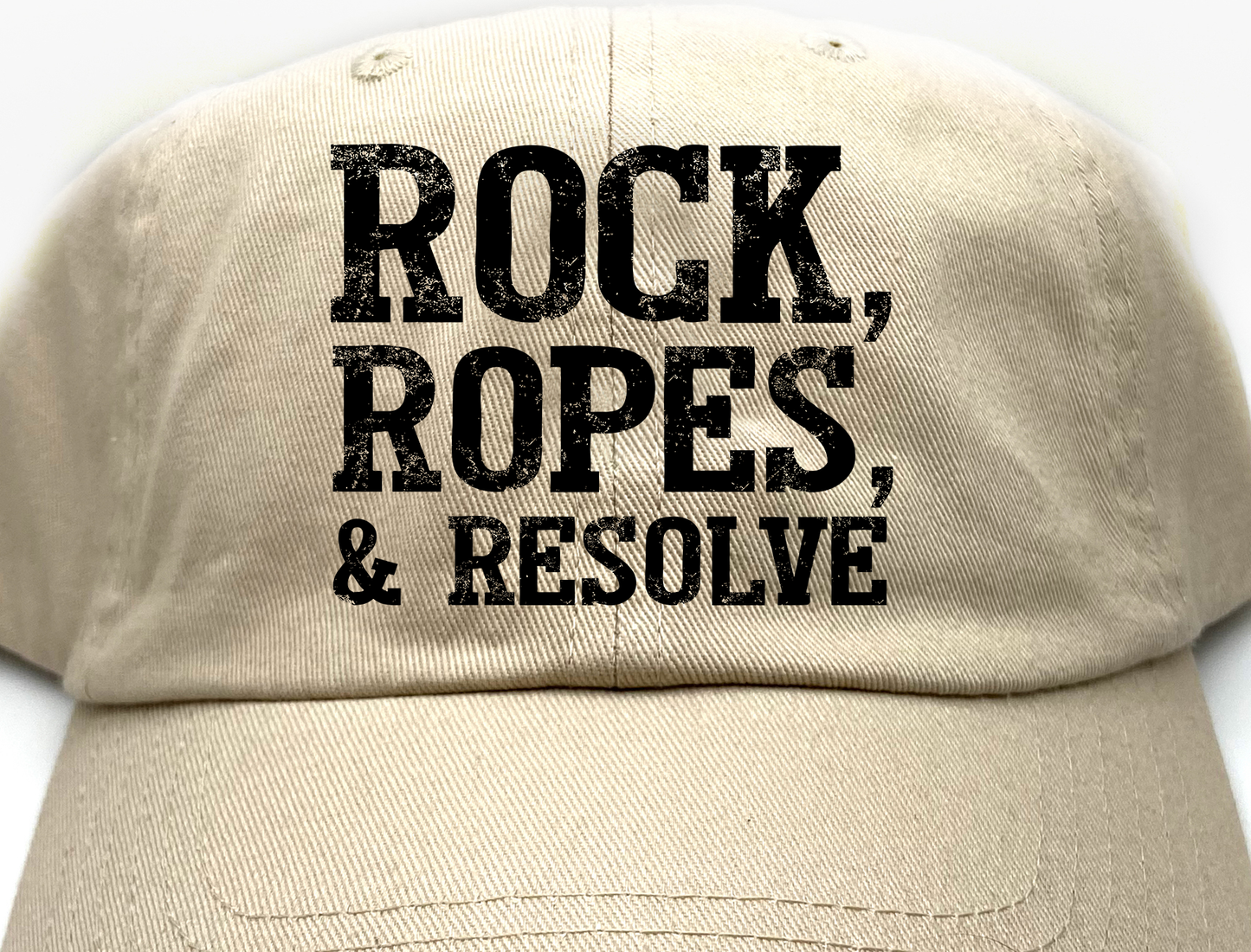 "Rock, Ropes, & Resolve" Black Dad Hat