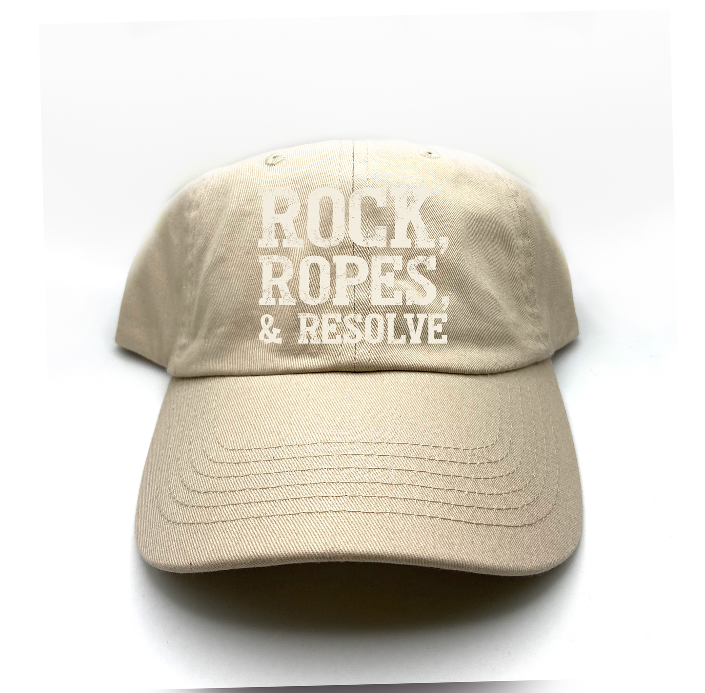 "Rock, Ropes, & Resolve" Dirty White Dad Hat