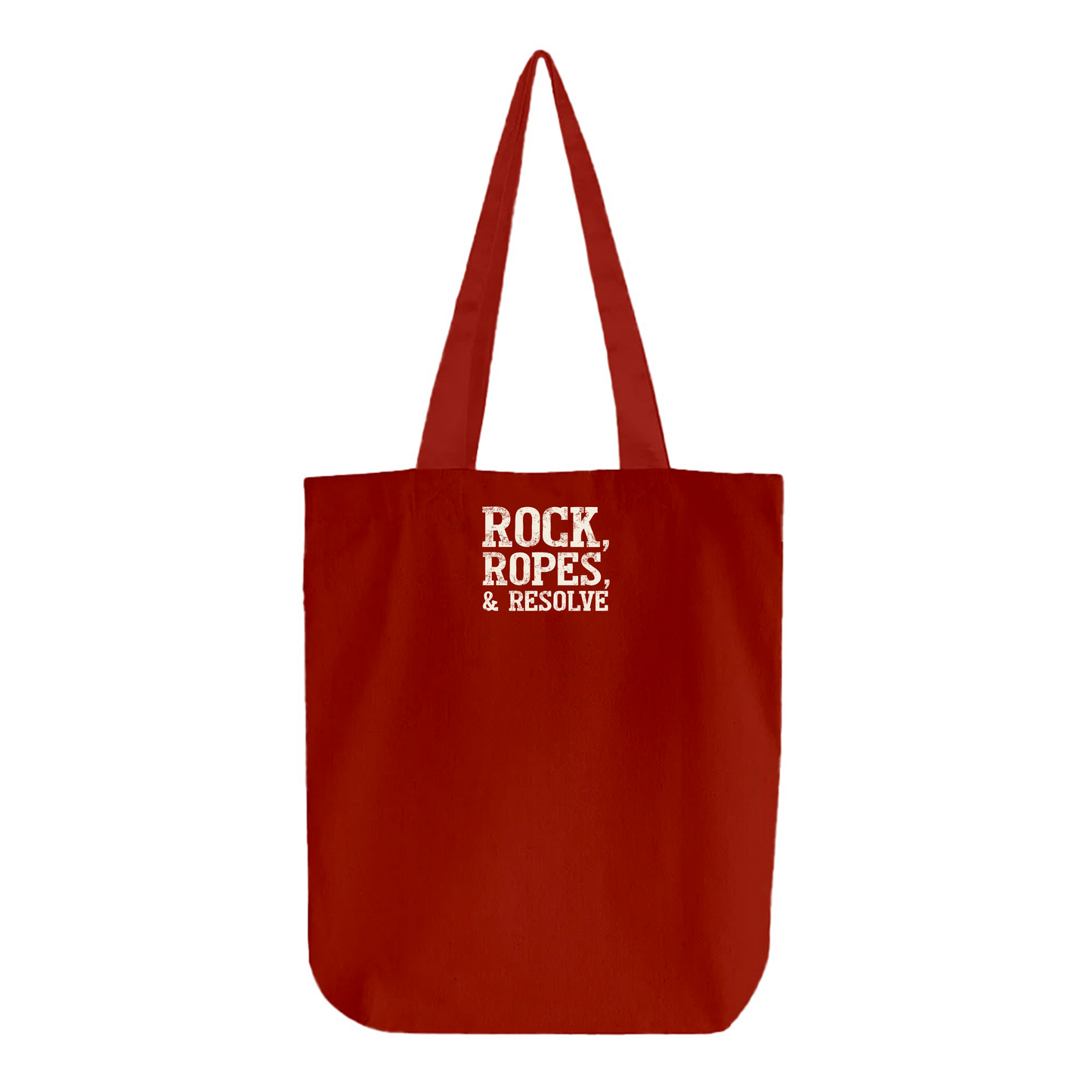 "Rock, Ropes, & Resolve" Dirty White Tote Bag