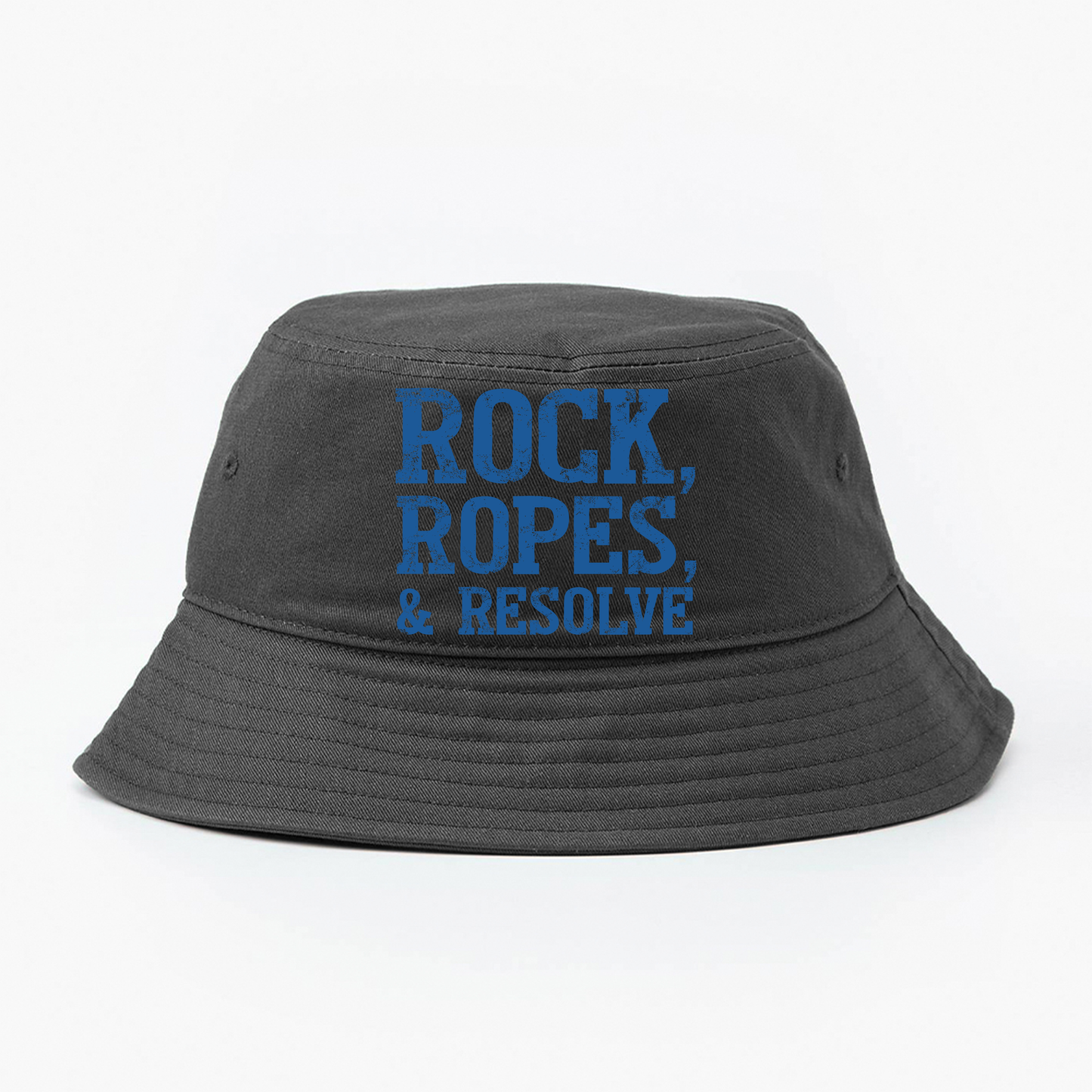 "Rock, Ropes, & Resolve" Dark Blue Bucket Hat