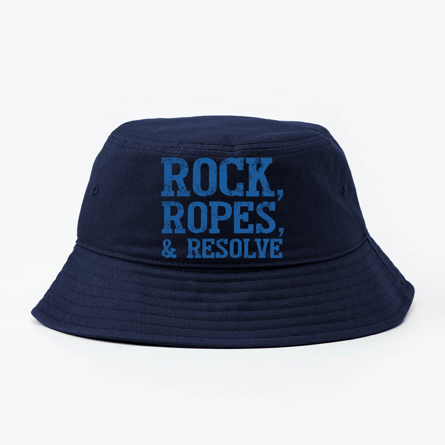 "Rock, Ropes, & Resolve" Dark Blue Bucket Hat