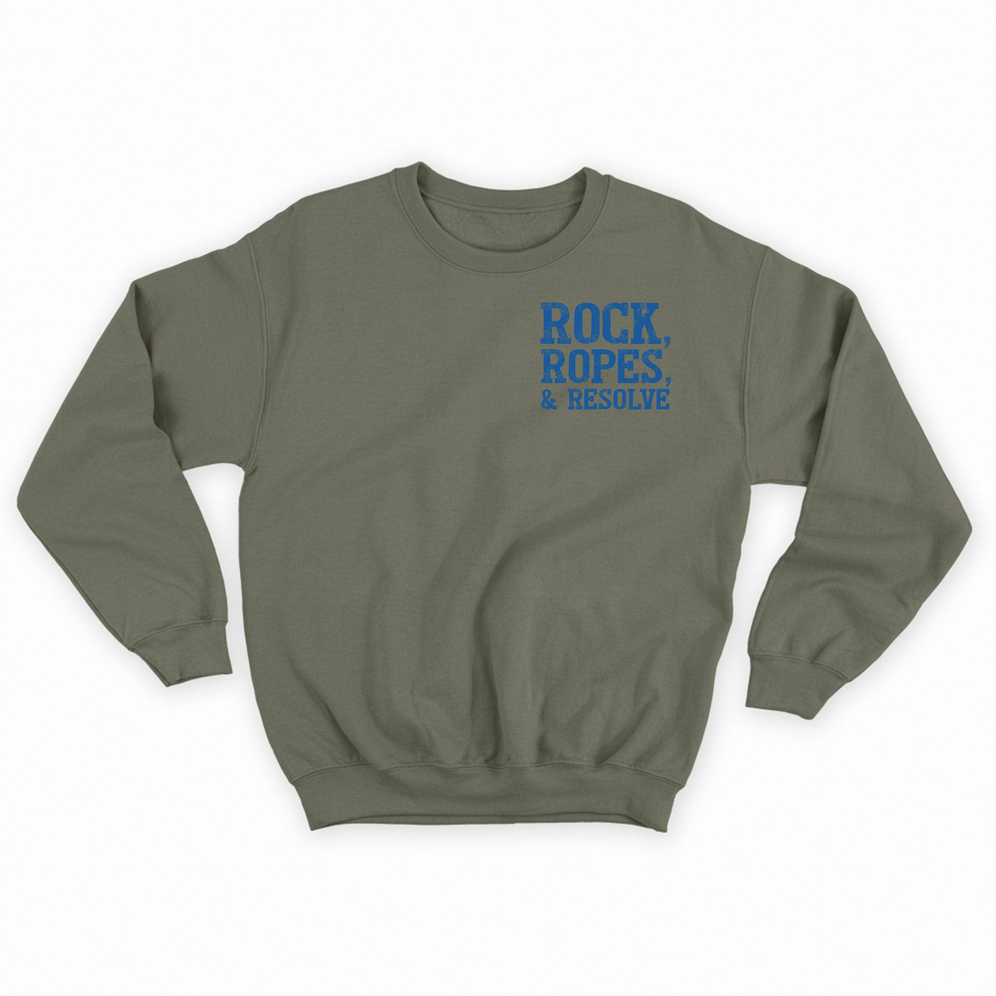 "Rock, Ropes, & Resolve" Dark Blue Sweatshirt