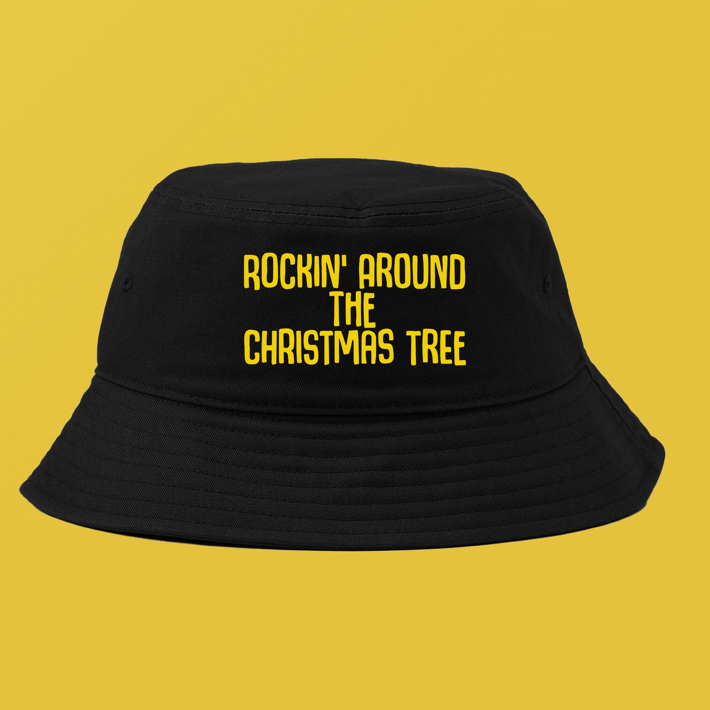 Rockin' Around the Christmas Tree Yellow Bucket Hat