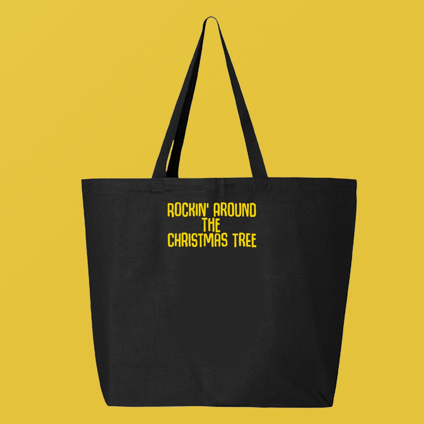 Rockin' Around the Christmas Tree Yellow Tote Bag