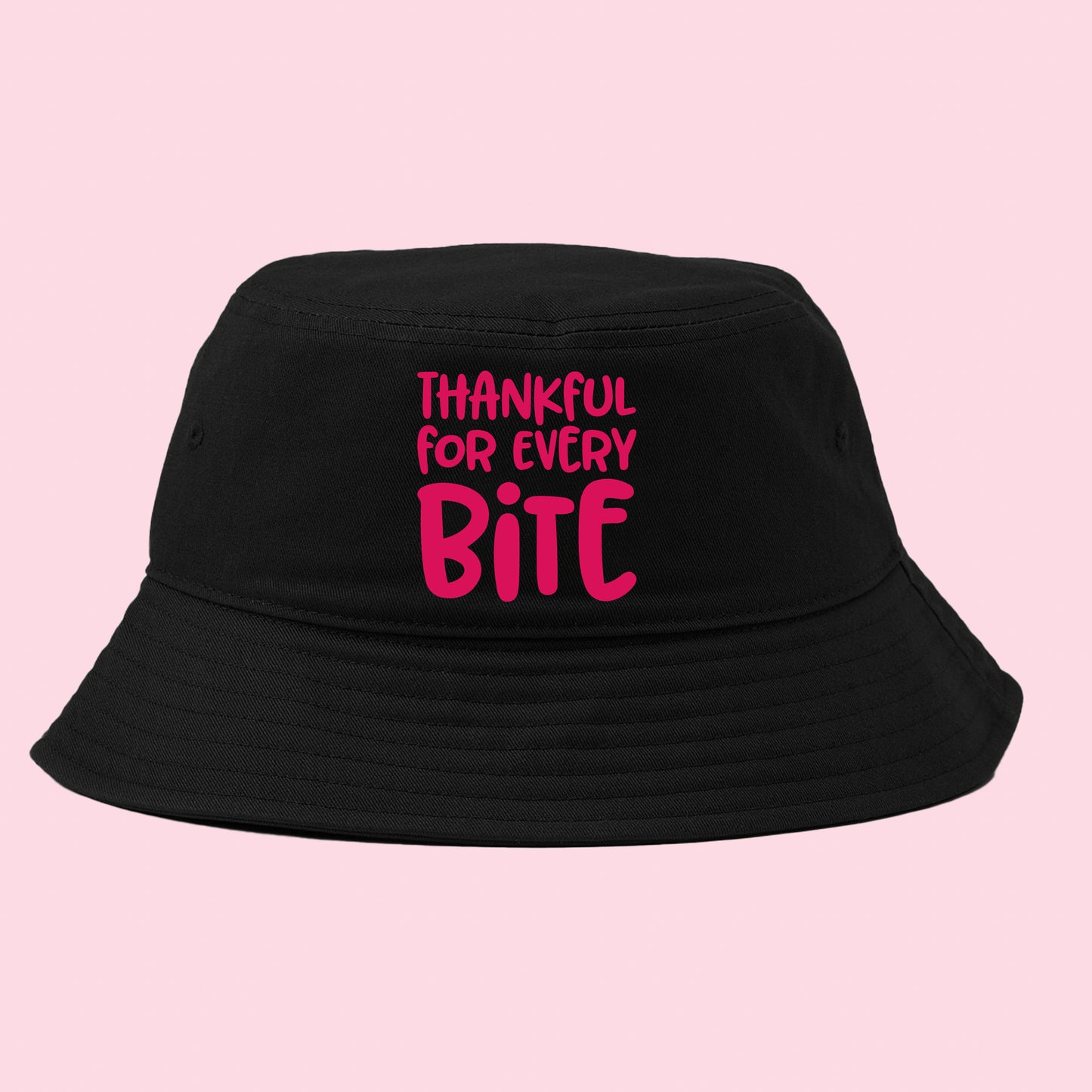 Thankful for Every Bite Dark Pink Bucket Hat