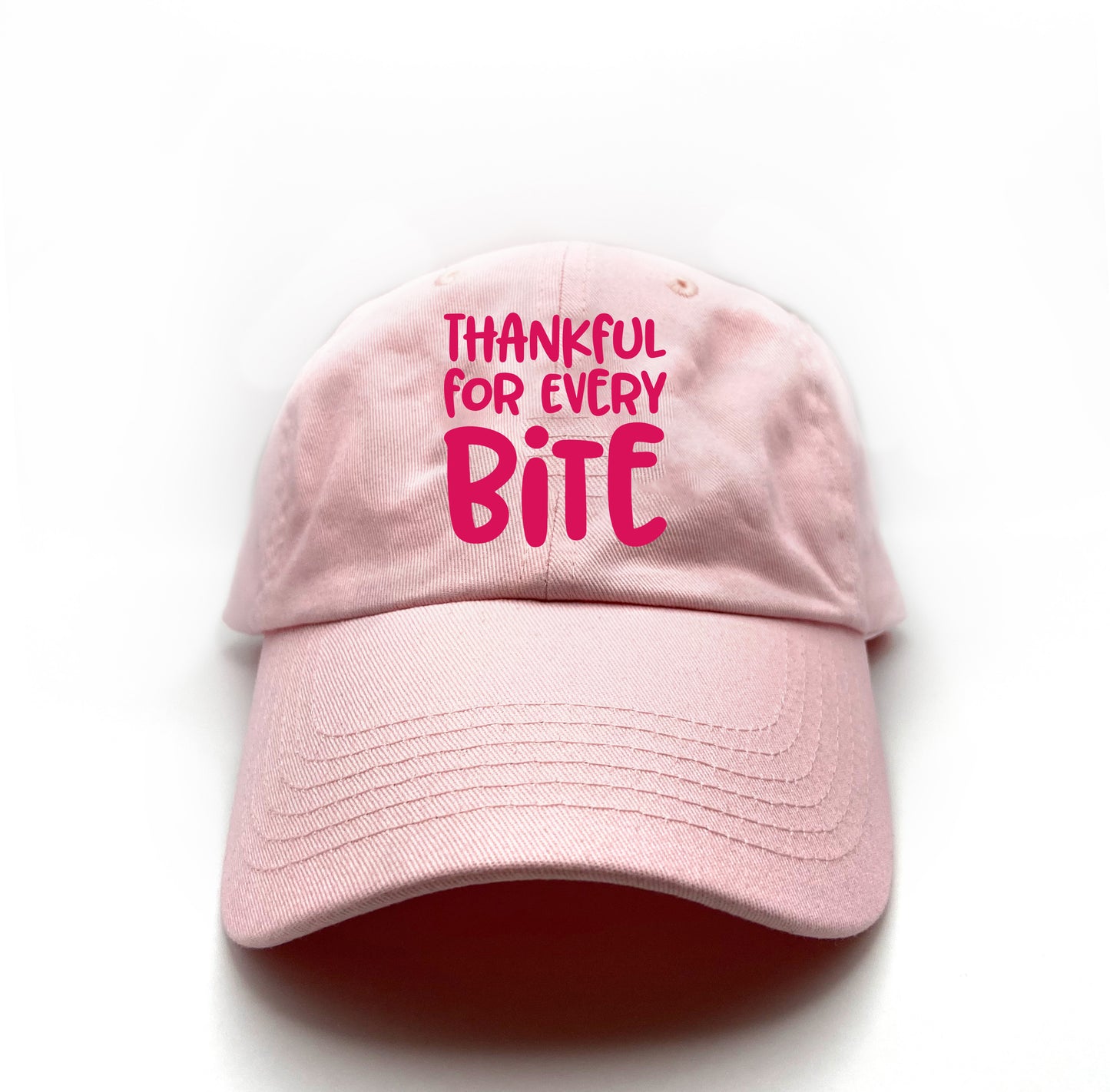 Thankful for Every Bite Dark Pink Dad Hat