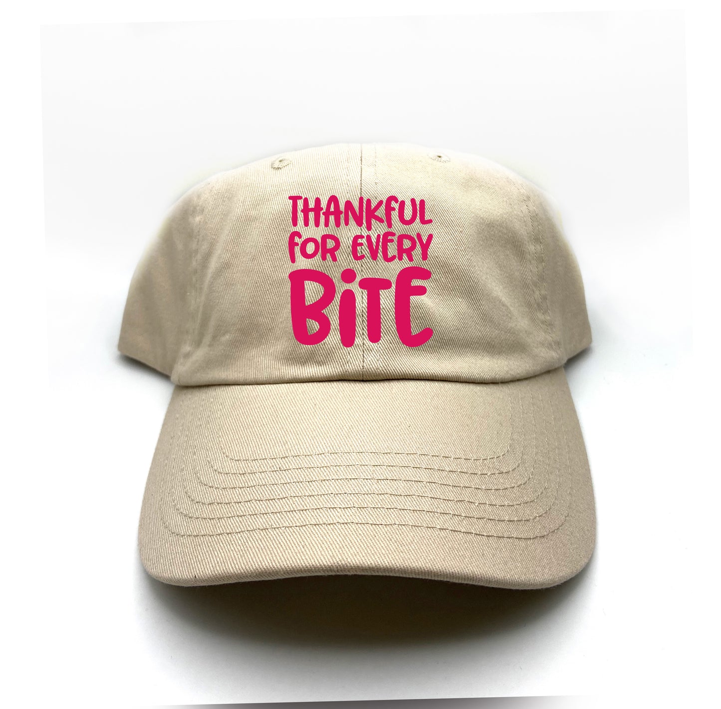 Thankful for Every Bite Dark Pink Dad Hat