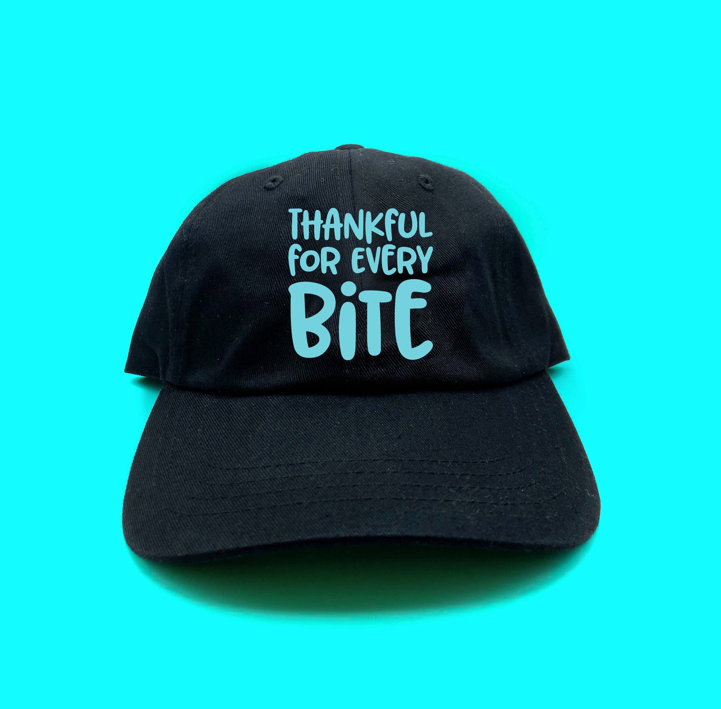 Thankful for Every Bite Sky Blue Dad Hat