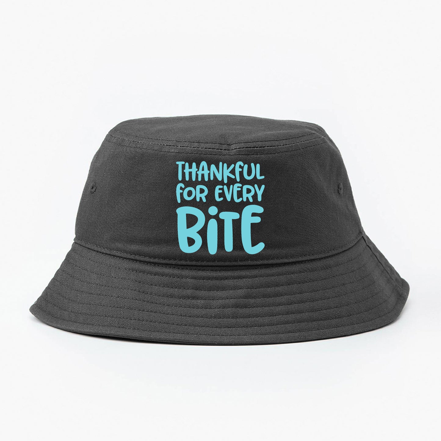 Thankful for Every Bite Sky Blue Bucket Hat