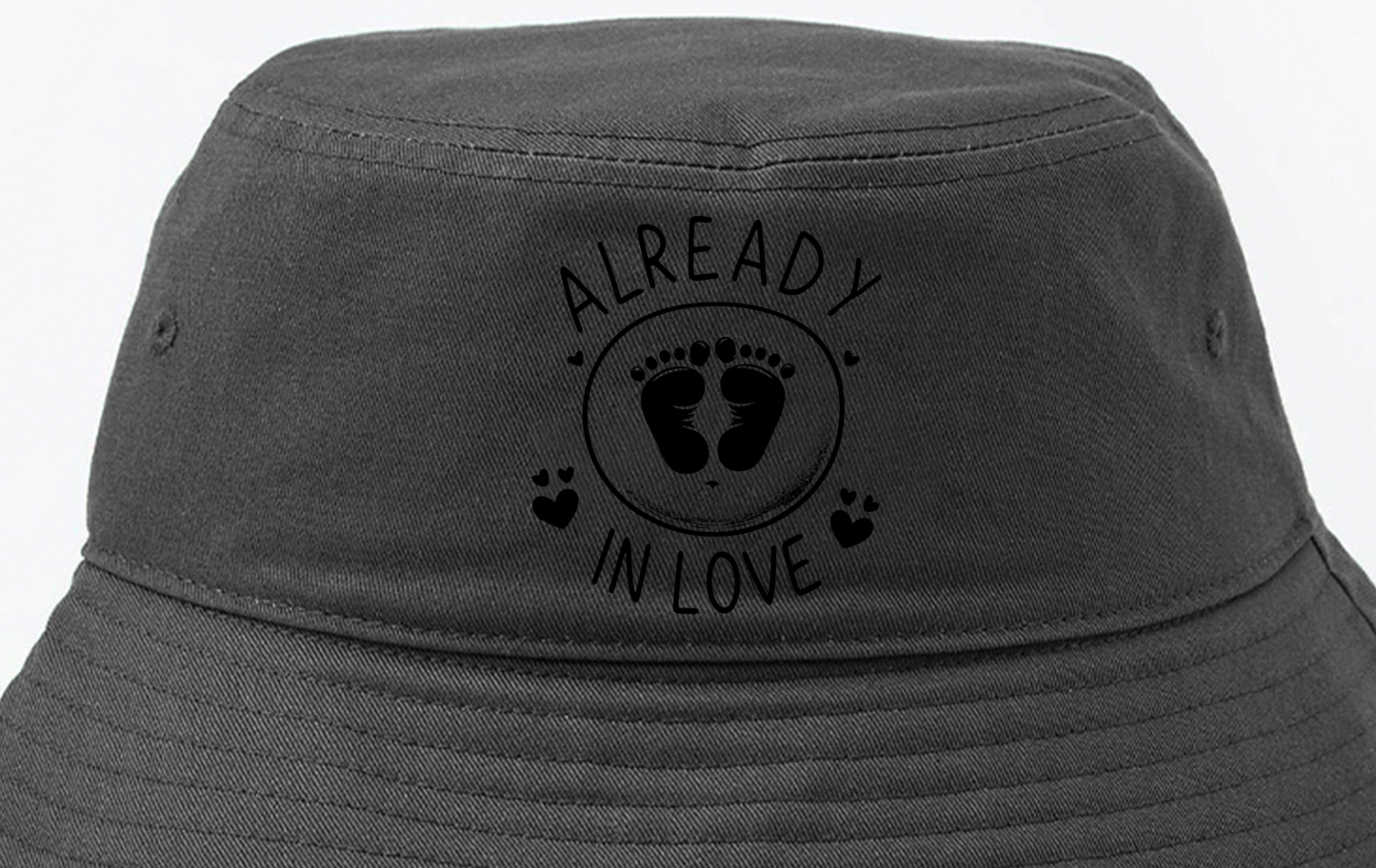 Baby Footprints Black Bucket Hat