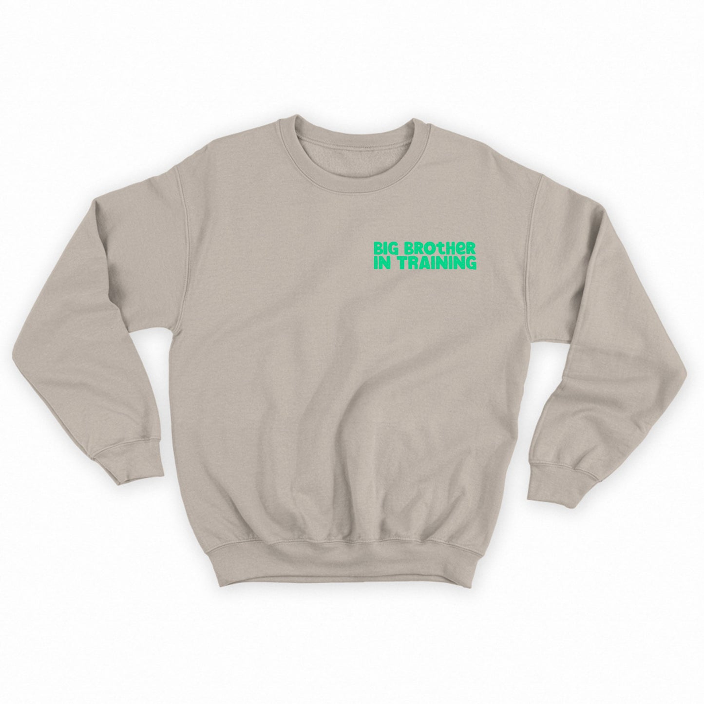 big brother in training green sweatshirt