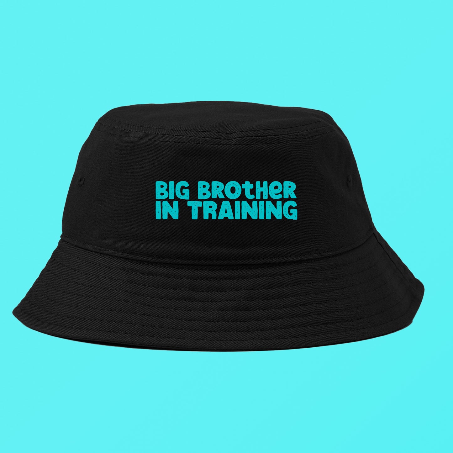 big brother in training light blue green bucket hat
