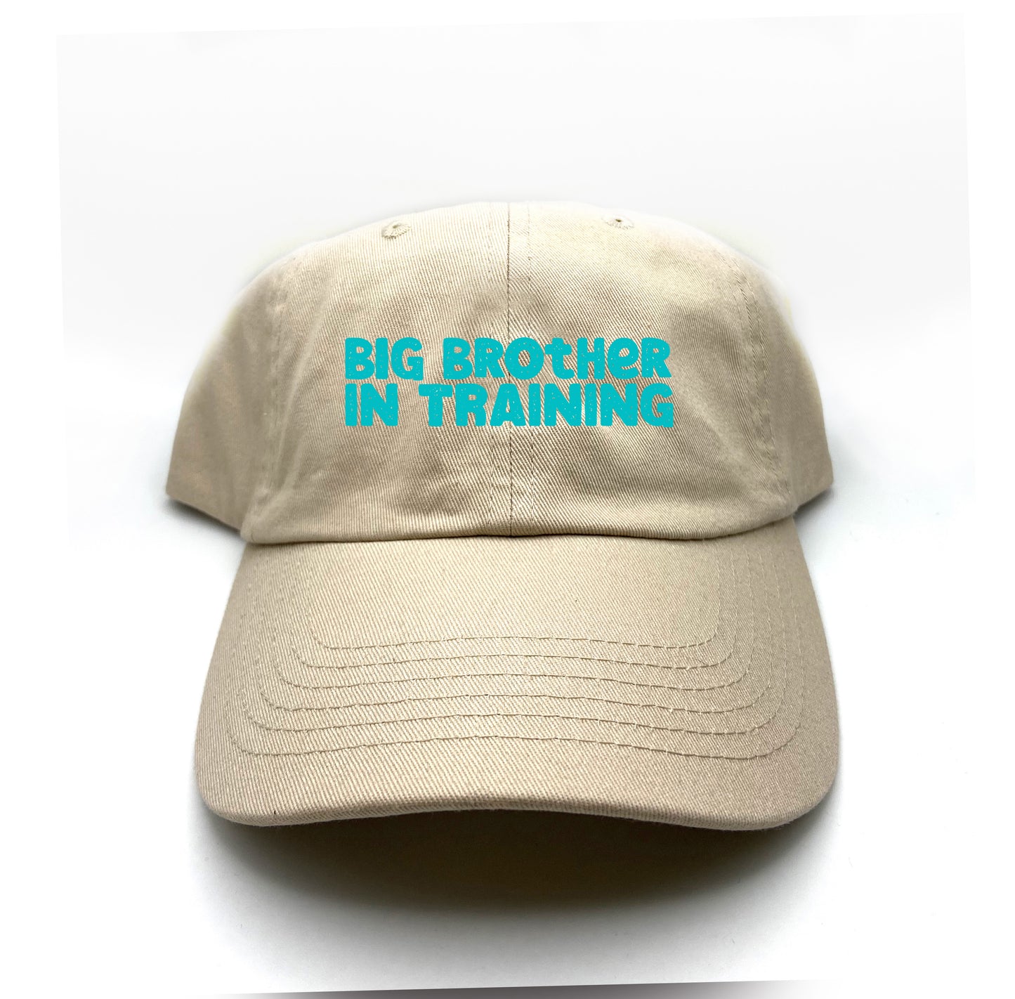 big brother in training light blue green dad hat