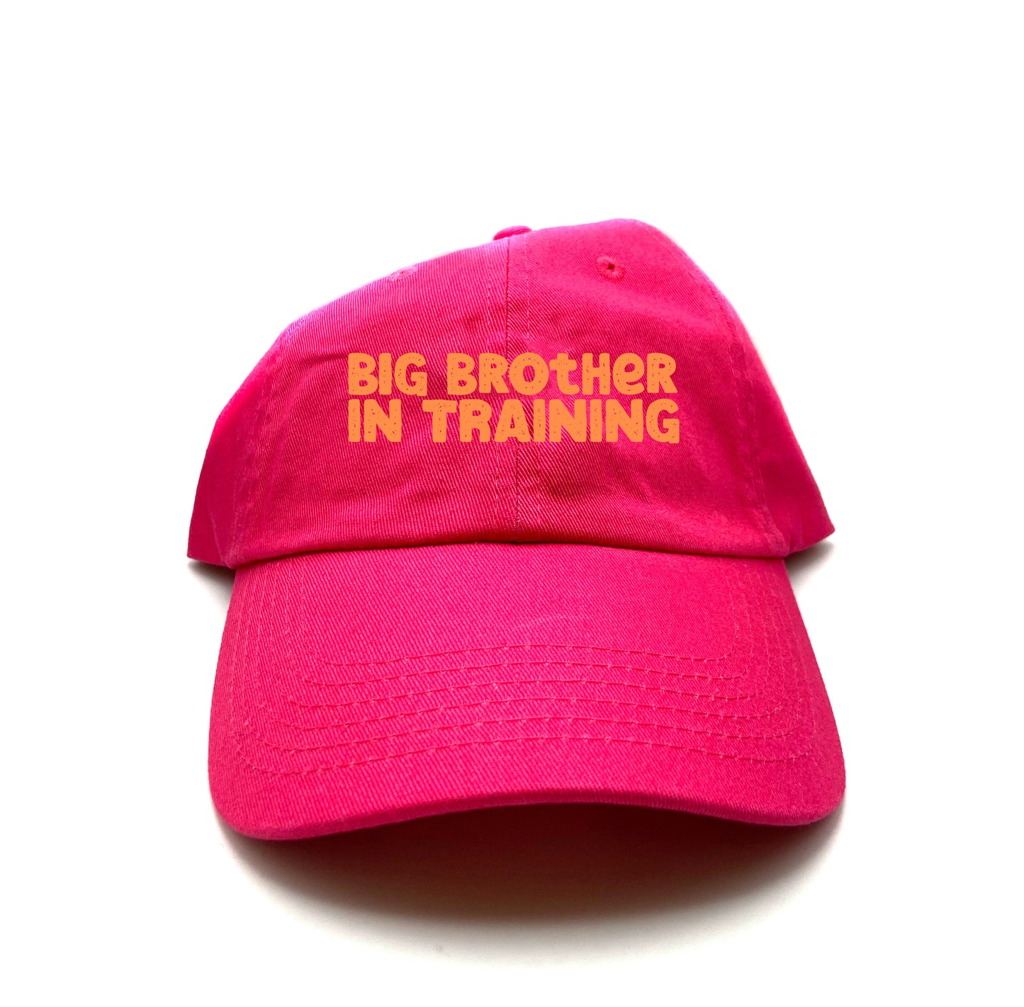 big brother in training orange dad hat