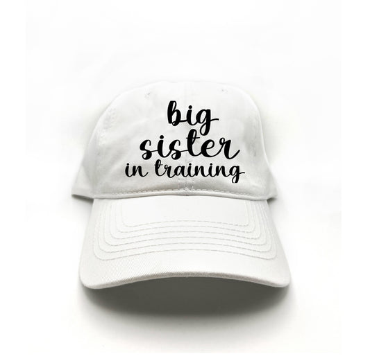 big sister in training black dad hat