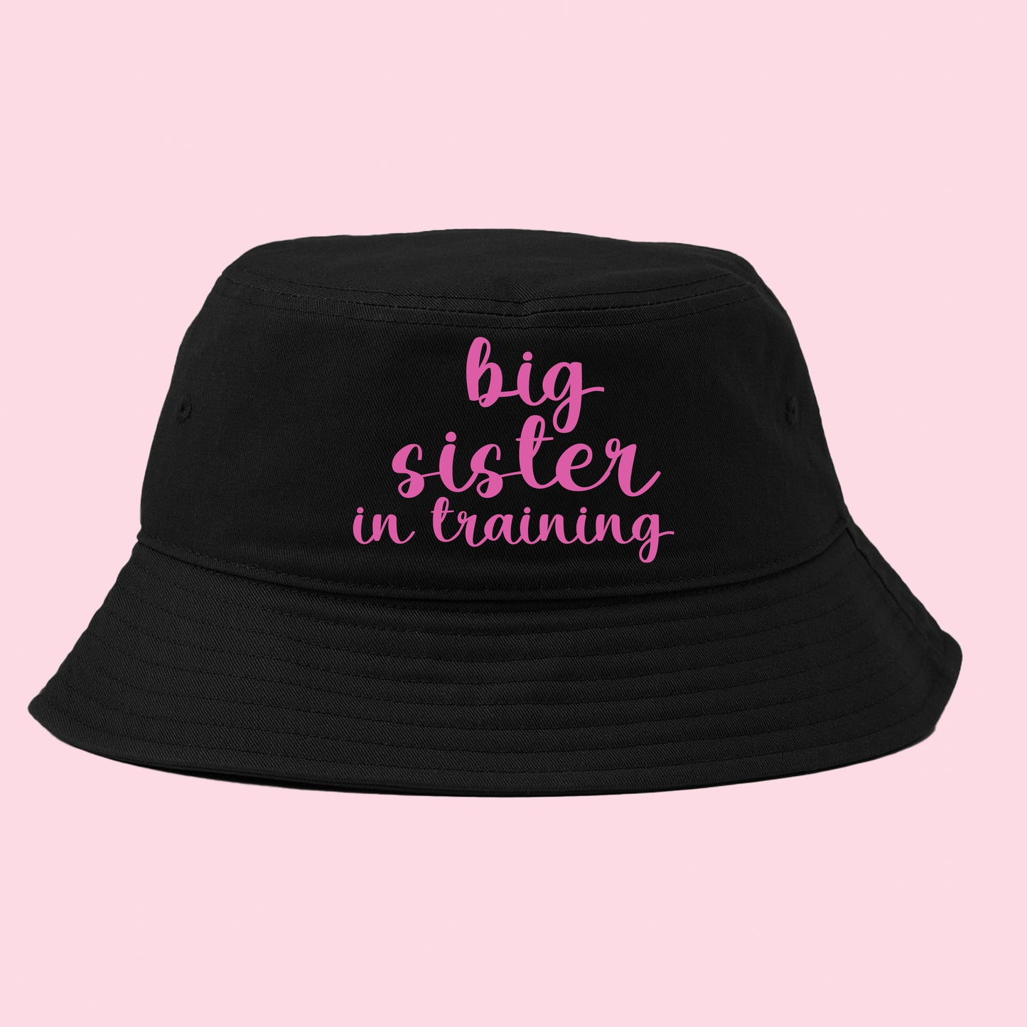 big sister in training dark pink bucket hat