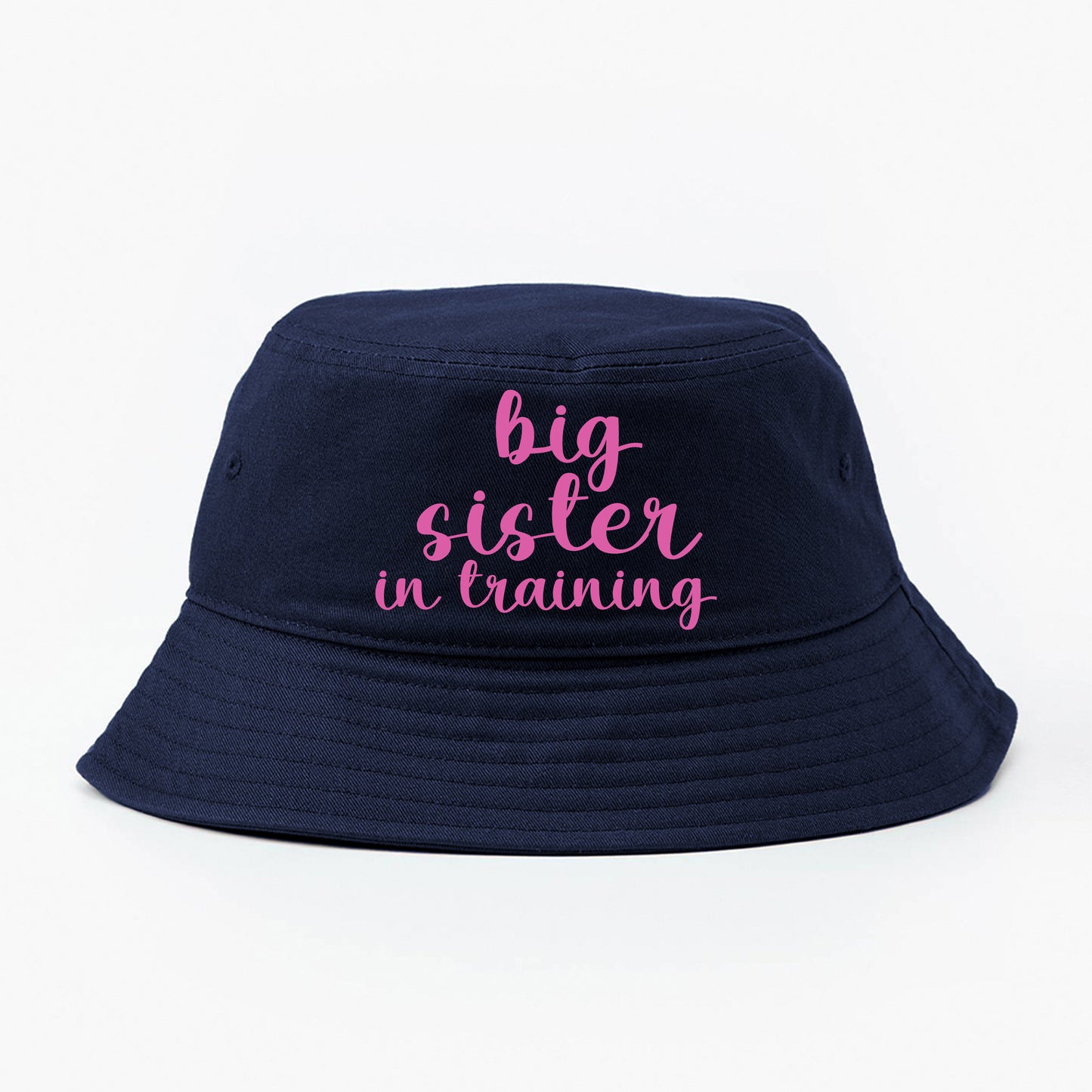 big sister in training dark pink bucket hat