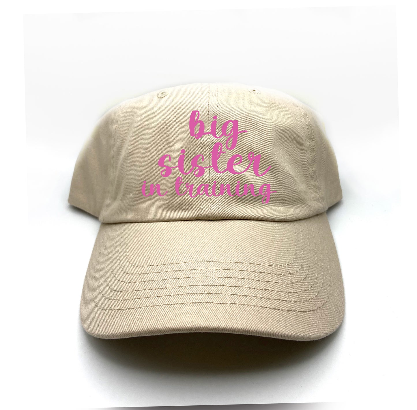 big sister in training dark pink dad hat