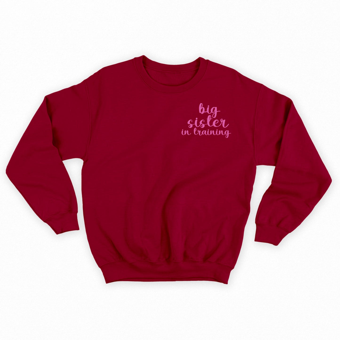 big sister in training dark pink sweatshirt