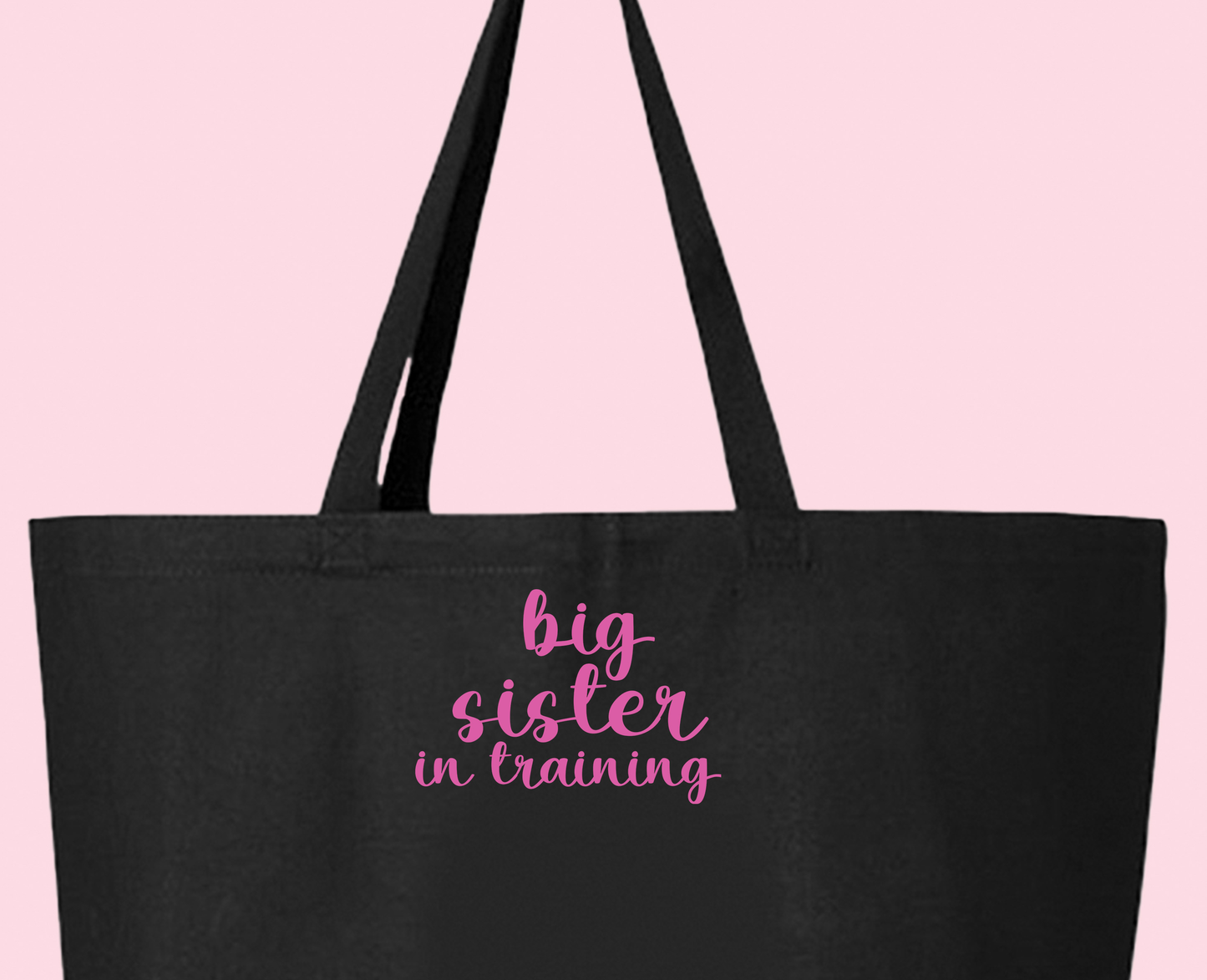 big sister in training dark pink tote bag