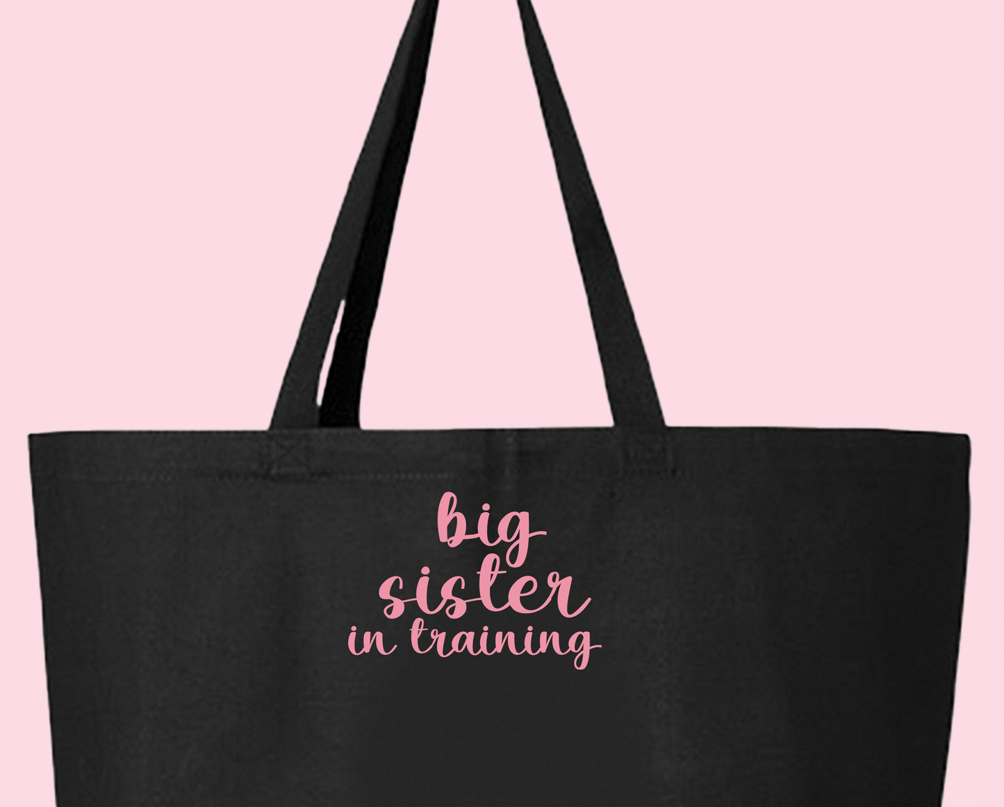 big sister in training pink tote bag