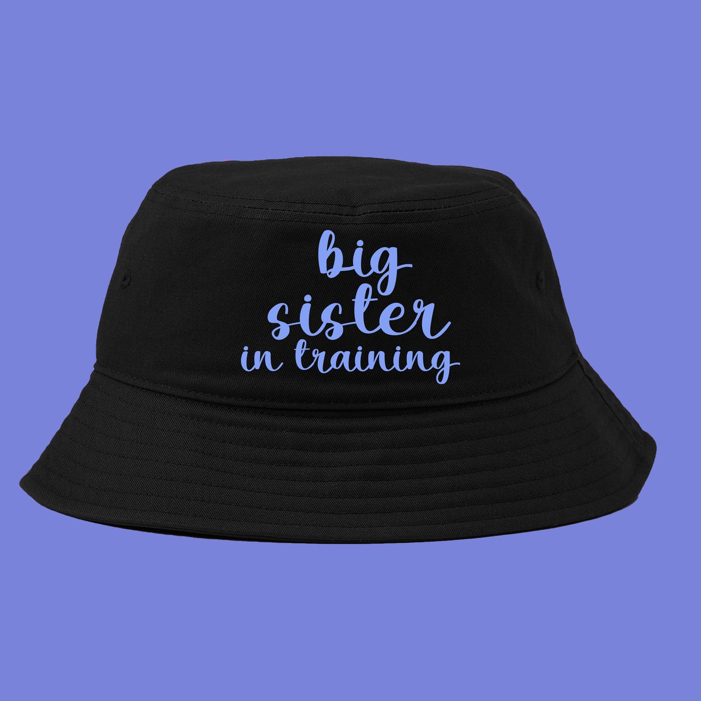 big sister in training purple bucket hat