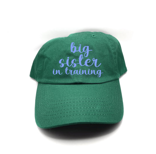 big sister in training purple dad hat