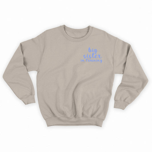 big sister in training purple sweatshirt