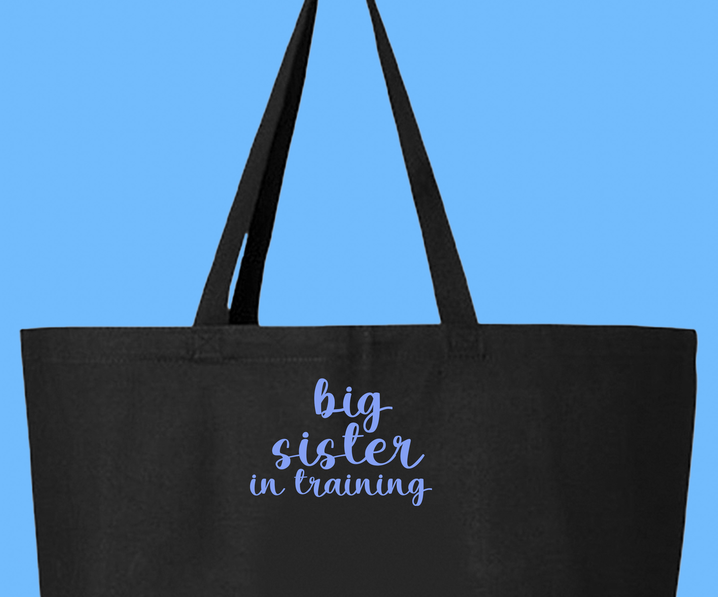 big sister in training purple tote bag