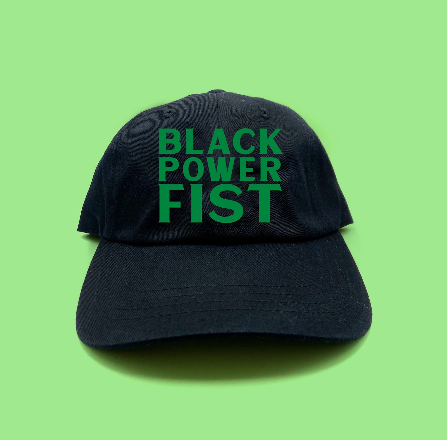 Black Power Fist Green Dad Hat