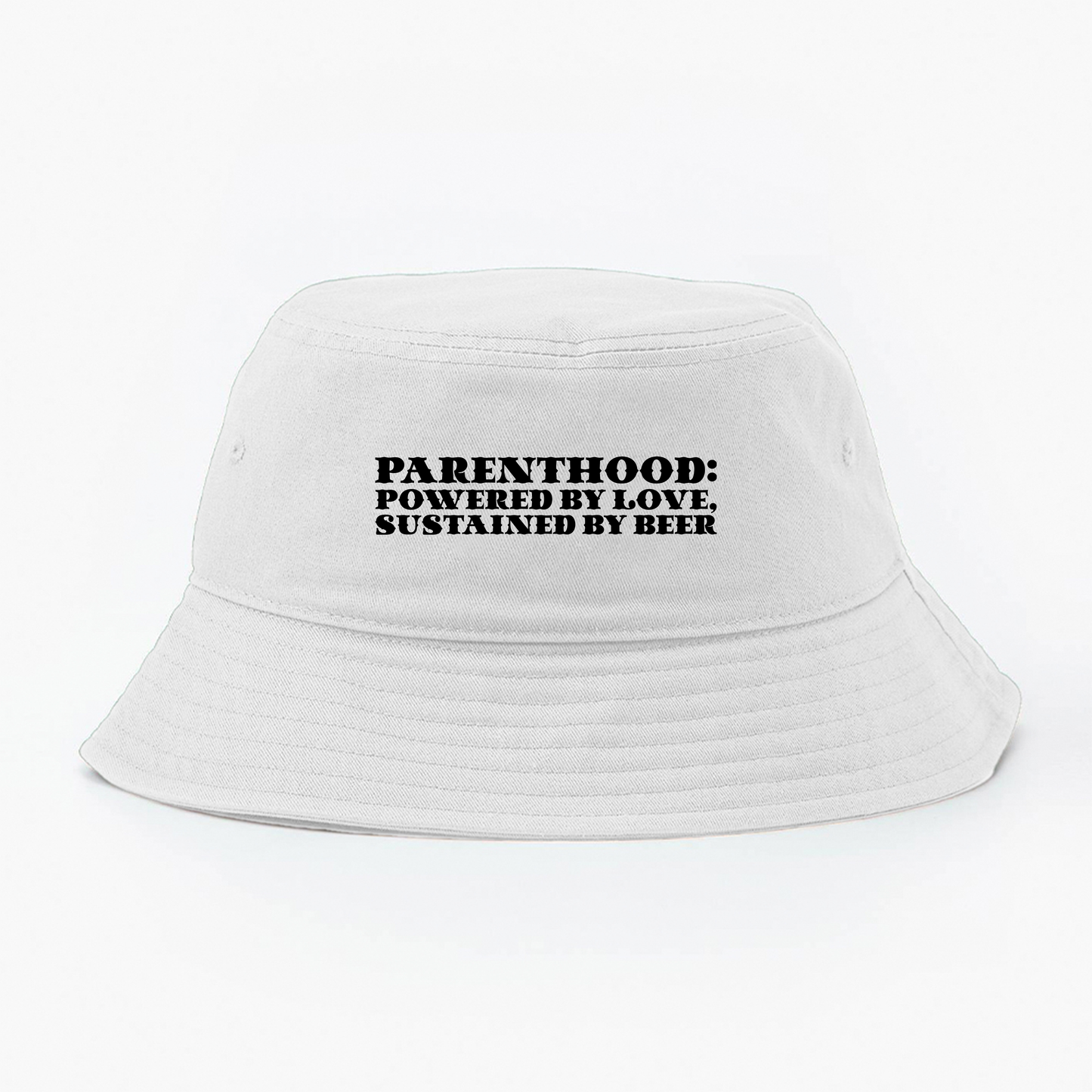 Parenthood: Powered by Love, Sustained by Beer Black Bucket Hat